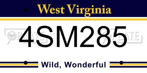 4SM285 West Virginia License Plate