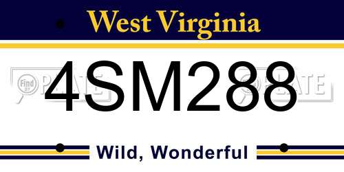 4SM288 West Virginia License Plate