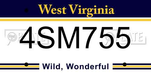 4SM755 West Virginia License Plate