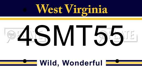 4SMT55 West Virginia License Plate