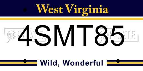 4SMT85 West Virginia License Plate