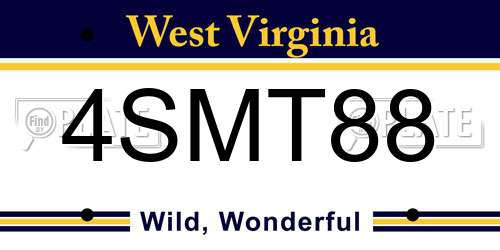 4SMT88 West Virginia License Plate