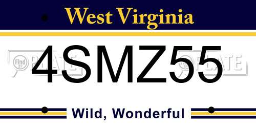 4SMZ55 West Virginia License Plate