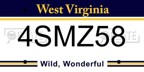 4SMZ58 West Virginia License Plate