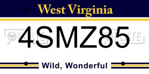 4SMZ85 West Virginia License Plate