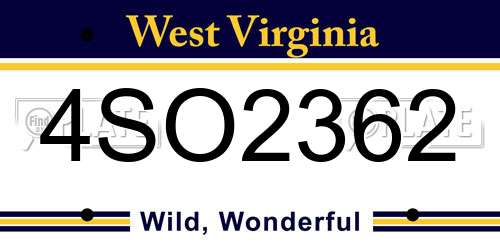 4SO2362 West Virginia License Plate