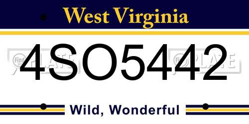 4SO5442 West Virginia License Plate
