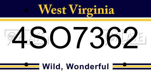 4SO7362 West Virginia License Plate