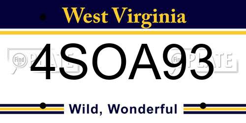 4SOA93 West Virginia License Plate