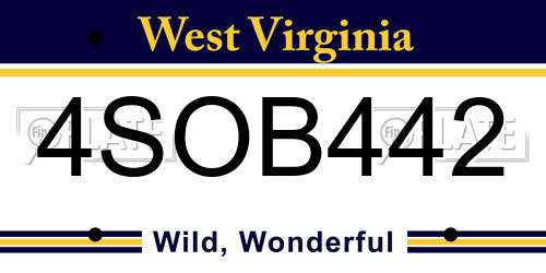 4SOB442 West Virginia License Plate