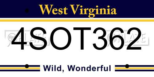 4SOT362 West Virginia License Plate