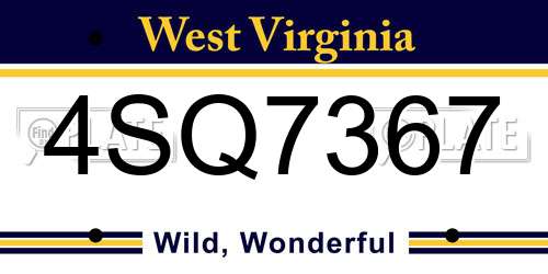 4SQ7367 West Virginia License Plate