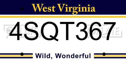 4SQT367 West Virginia License Plate