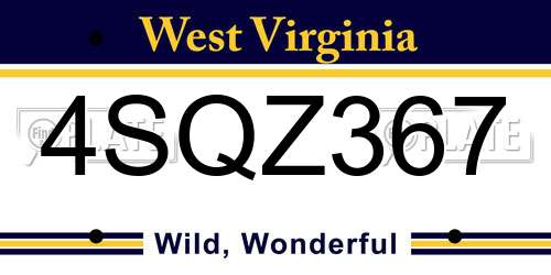 4SQZ367 West Virginia License Plate