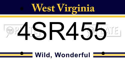 4SR455 West Virginia License Plate