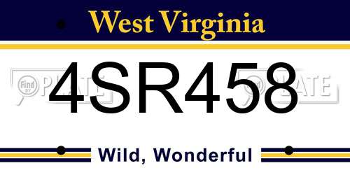 4SR458 West Virginia License Plate