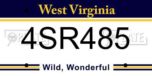 4SR485 West Virginia License Plate