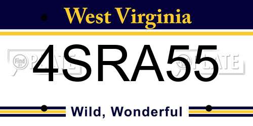 4SRA55 West Virginia License Plate