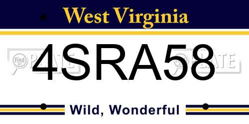 4SRA58 West Virginia License Plate
