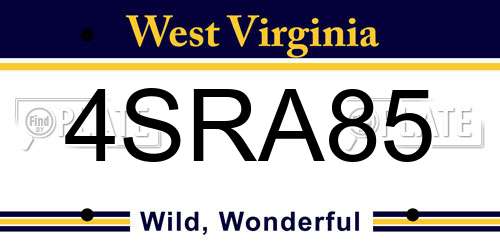 4SRA85 West Virginia License Plate