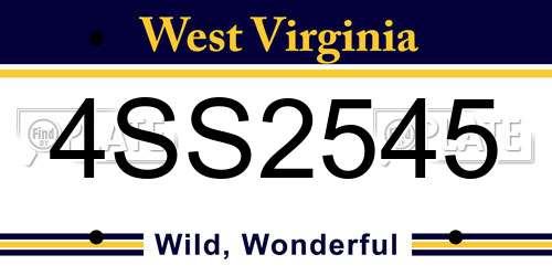 4SS2545 West Virginia License Plate