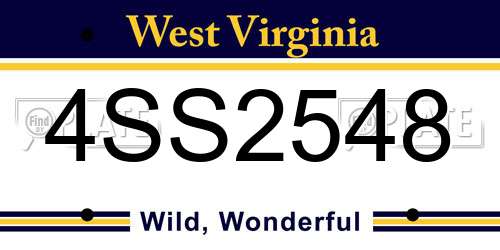 4SS2548 West Virginia License Plate