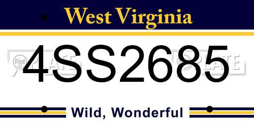 4SS2685 West Virginia License Plate