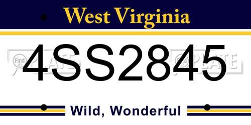 4SS2845 West Virginia License Plate