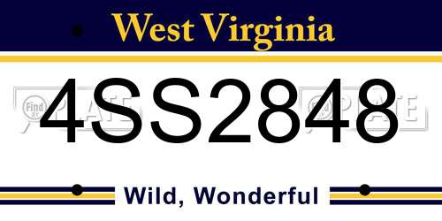 4SS2848 West Virginia License Plate