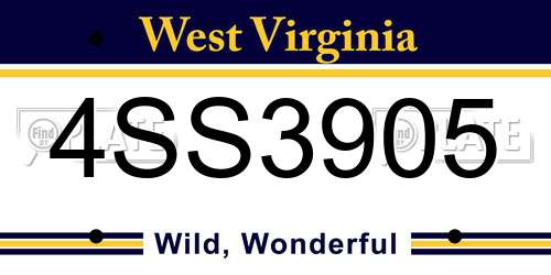 4SS3905 West Virginia License Plate