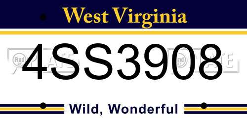 4SS3908 West Virginia License Plate
