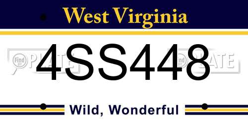 4SS448 West Virginia License Plate