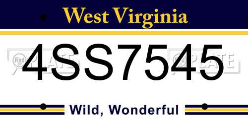 4SS7545 West Virginia License Plate