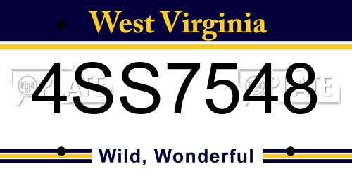 4SS7548 West Virginia License Plate