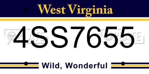 4SS7655 West Virginia License Plate