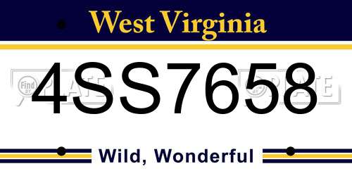 4SS7658 West Virginia License Plate