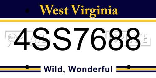 4SS7688 West Virginia License Plate