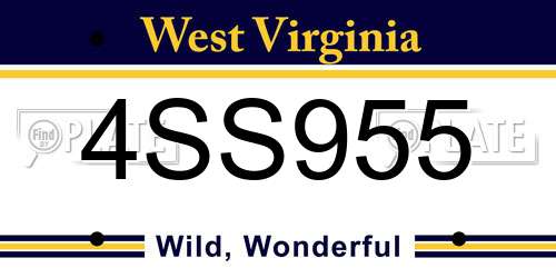 4SS955 West Virginia License Plate