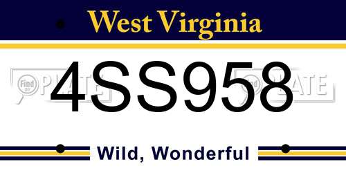 4SS958 West Virginia License Plate