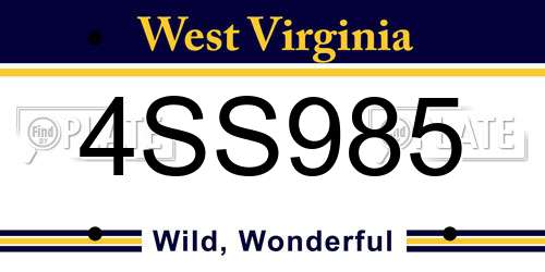 4SS985 West Virginia License Plate