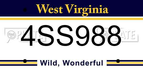 4SS988 West Virginia License Plate