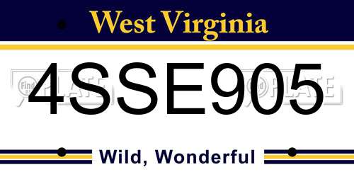 4SSE905 West Virginia License Plate