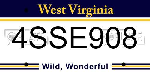 4SSE908 West Virginia License Plate