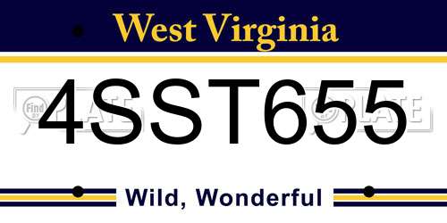 4SST655 West Virginia License Plate
