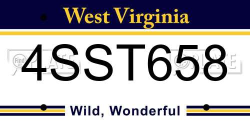4SST658 West Virginia License Plate