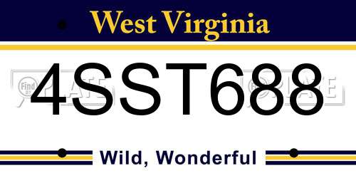 4SST688 West Virginia License Plate