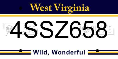 4SSZ658 West Virginia License Plate