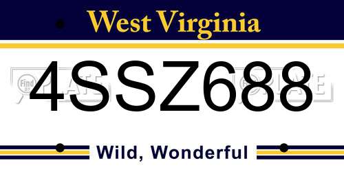 4SSZ688 West Virginia License Plate