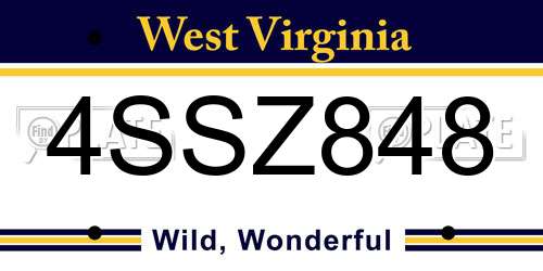 4SSZ848 West Virginia License Plate