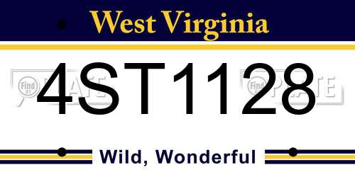 4ST1128 West Virginia License Plate